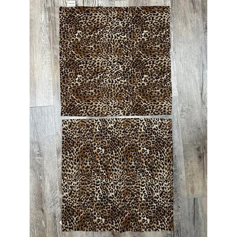 Pottery Barn Leopard Print Linen Cotton Cloth Napkins Set of 6 Brown Tan 20X20